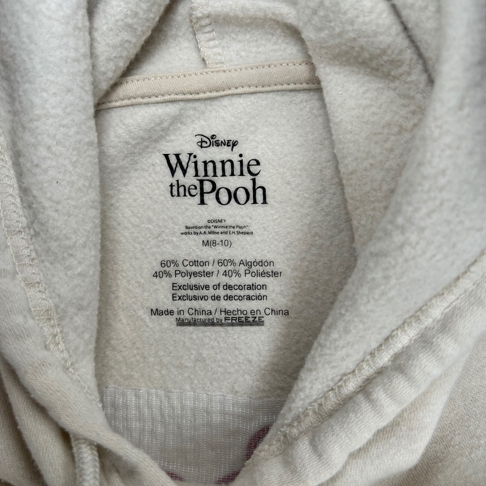 Disney Winnie the Pooh Kids Hoodie Almond Beige Patch Sleeve LH42404FH M 8-10‎ - Picture 7 of 11